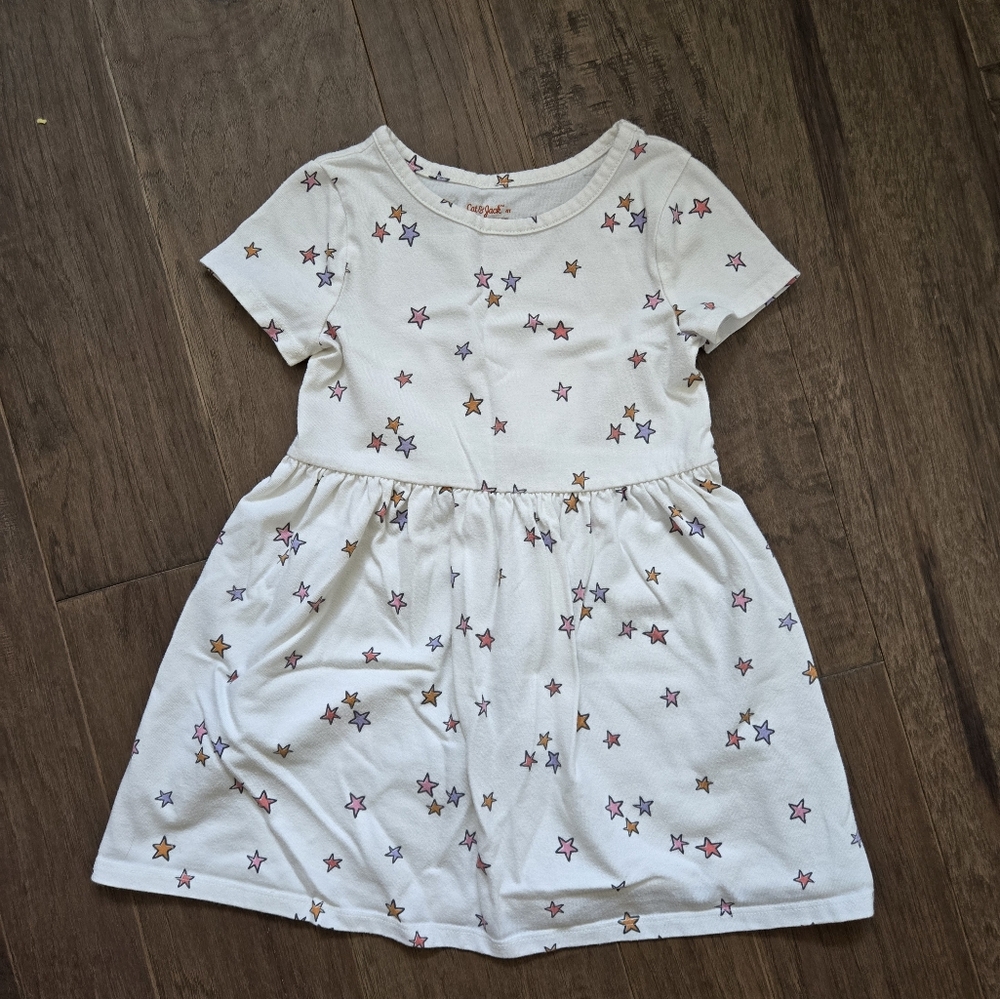 Cat & Jack White Cream Star Casual Dress 4T